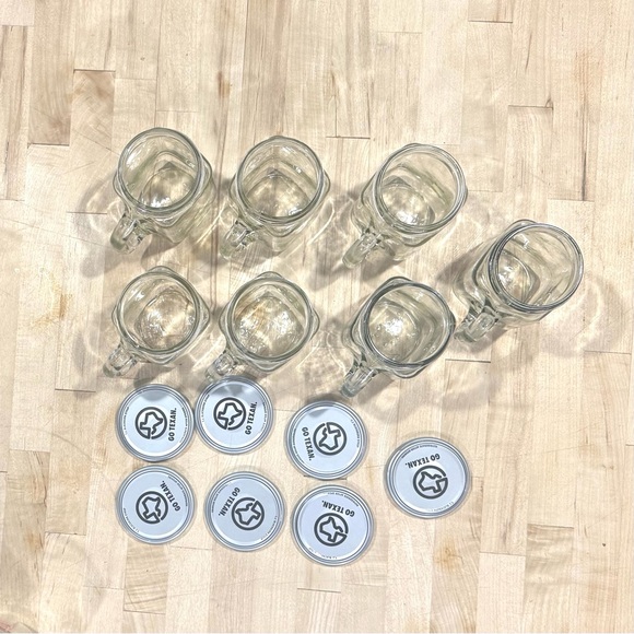 Mason Style Drinking Clear Jars with Lids with Handles Set of 7 - 16 Oz - Picture 4 of 4